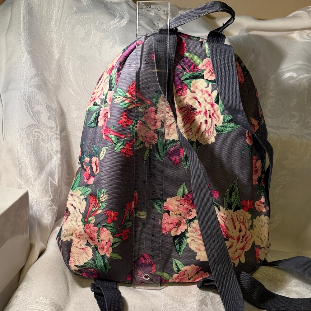 Jansport Floral Backpack in Gray and Pink - Picture 7 of 11